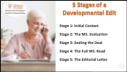 PowerPoint slide about the 5 stages of a developmental edit